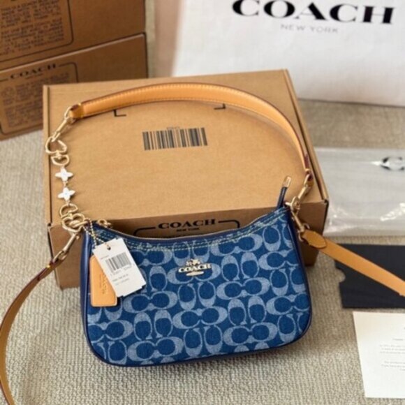 Coach Denim Fabric Mini Bag with Gold - Picture 4 of 6